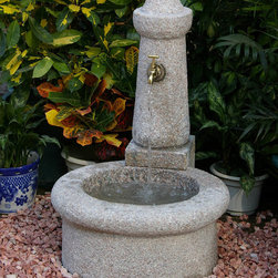 Solid Modern Stone Fountains crafted from Granite - Ponytail Falls - Outdoor Fountains And Ponds