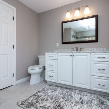 Contemporary Latte Vanity finish Bath Remodel w/ Bliss Mosaic tile wall accent