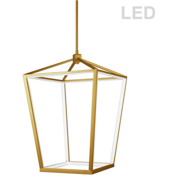 64W Pendant, Aged Brass With White Acrylic Diffuser