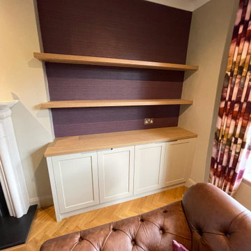 BESPOKE ALCOVE DRINKS CABINET AND DISPLAY SHELVES