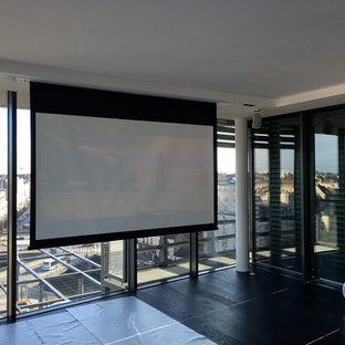 Example of a trendy home theater design in Rennes