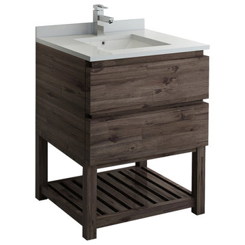 Formosa Floor Standing Open Bottom Modern Bathroom Cabinet With Top & Sink, 30"