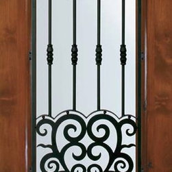 Slab Single Door 80 Alder Barcelona 1 Panel 3/4 Lite Wrought Iron - Front Doors