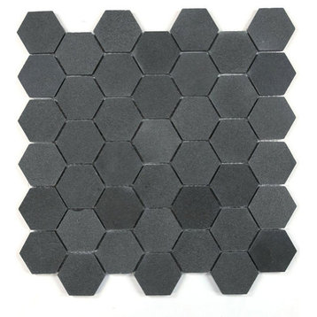 Mosaics Marble Hexagon Tile for Floors Walls, Basalt