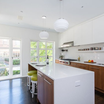 Contemporary Remodel with Waterfall Edge Island
