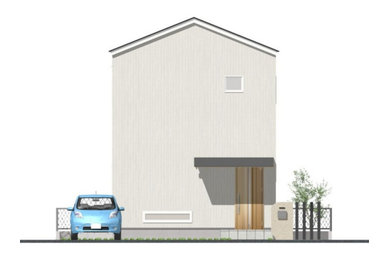 Foto de fachada de casa negra y negra minimalista pequeña de dos plantas con revestimiento de metal, tejado de un solo tendido y tejado de metal