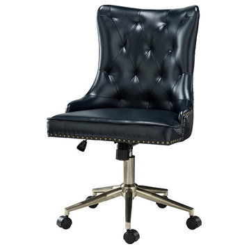 38.5" Swivel Task Chair With Tufted, Navy