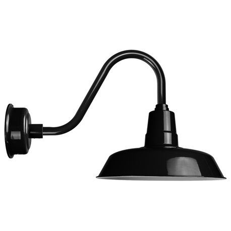 22" Vintage LED Wall Light With Rustic Arm, Black