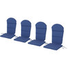 Set of 4 Adirondack Chair Cushion, Water Resistant Fabric With Ties, Navy Blue