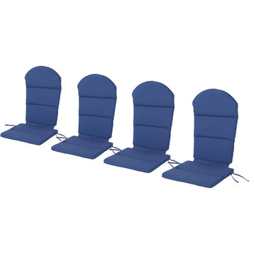 Set of 4 Adirondack Chair Cushion, Water Resistant Fabric With Ties, Navy Blue