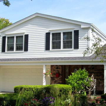 Split Level Glenview, IL White Exterior, James Hardie Siding & Trim
