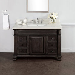 48 inch Distressed Single Sink Bathroom Vanity Marble Top - Bathroom Vanities And Sink Consoles
