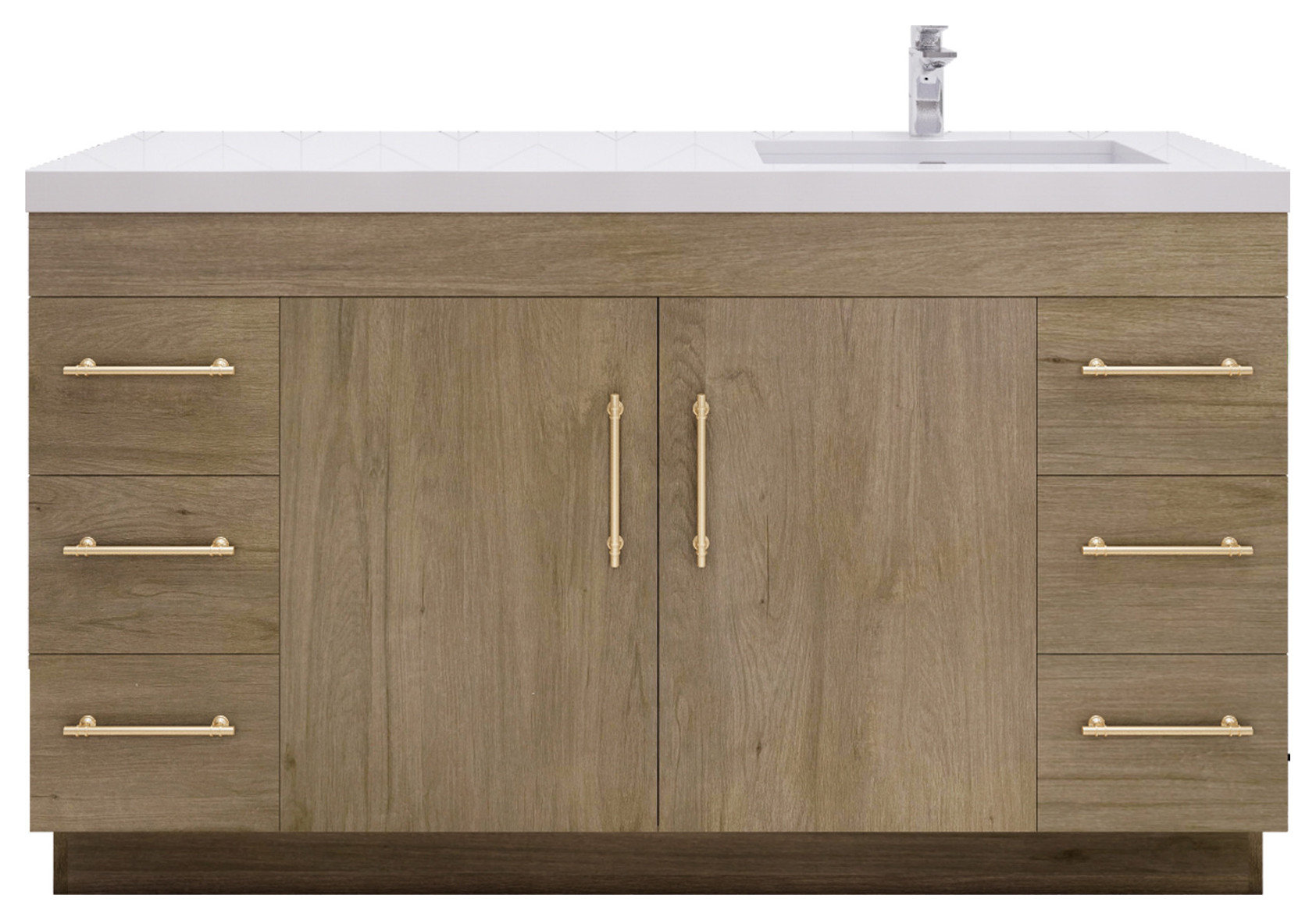 Rosa 60" Freestanding Vanity with Reinforced Acrylic Sinks (Right Side Sink) - Transitional ...