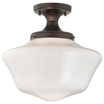 14-Inch Wide Schoolhouse Ceiling Light in Bronze Finish