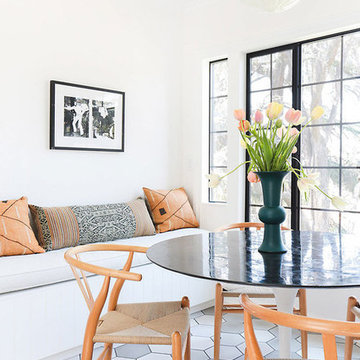 subtle, yet stunning, grey & white cement adds bright quality to silverlake home