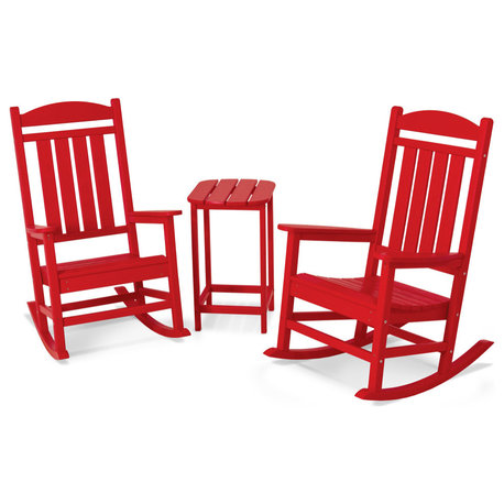 Polywood Presidential Rocker 3-Piece Set, Sunset Red