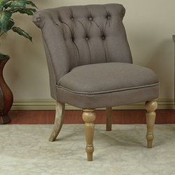 Office Star Aubrey Tufted Side Chair with Klein Otter Fabric and Light Mocha Leg - Products