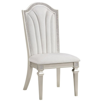 Coaster Evangeline Chenille Upholstered Side Chair Ivory and Silver