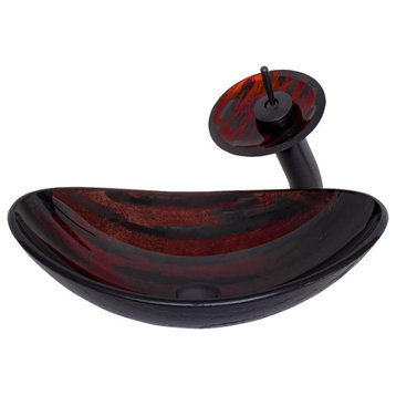 Modern Bathroom Sink With Faucet and Pop Up Drain, Oil Rubbed Bronze Finish