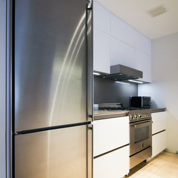 Park Slope, Brooklyn, New York Handleless modern kitchen in white