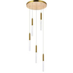 Elegant Lighting - Elegant Lighting 5203D16G Ruelle, 16" 75W 5 LED Pendant, Gold - Crystal raindrops floating in a crystal cylinder bRuelle 16 Inch 75W 5 Gold Royal Cut Clear *UL Approved: YES Energy Star Qualified: n/a ADA Certified: n/a  *Number of Lights: 5-*Wattage:15w LED bulb(s) *Bulb Included:No *Bulb Type:LED *Finish Type:Gold