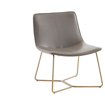 Madison Park Fallon Modern Brown Leather Chair With Gold Metal Base
