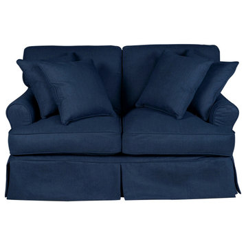 Horizon T-Cushion Slipcovered Loveseat | Performance Fabric | Navy Blue