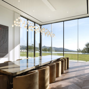 Glass Lighting Enhancing a Contemporary Wine Tasting Space