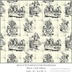 Alice Black & Soft Yellow Toile Pattern Headboard Casart wallcovering - Wall Decor