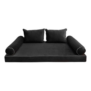 STYLE V4 Full Velvet ContrastPipe Indoor Daybed Mattress Pillow|COVER