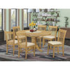East West Furniture Avon 7-piece Wood Dining Set with Fabric Seat in Oak