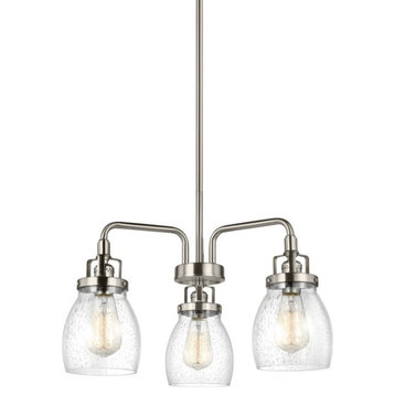 Three Light Chandelier-Brushed Nickel Finish-Incandescent Lamping Type