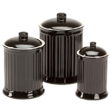 OmniWare Simsbury Black Stoneware Canister, Set of 3