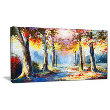"Colorful Spring Forest" Landscape Canvas Print, 32"x16"