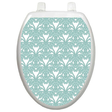 Queen Ann's Lace Toilet Tattoos Seat Cover, Vinyl Lid Decal, Bathroom Decor, Elongated