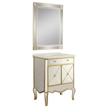 30" All Mirrored Adelisa Vanity With Mirror