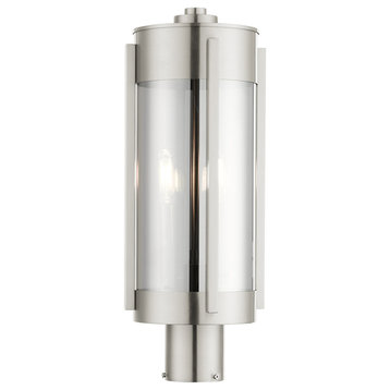 Livex Lighting Sheridan 2 Light Brushed Nickel Medium Outdoor Post Top Lantern