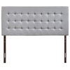 Tinble Queen Tufted Upholstered Fabric Headboard, Sky Gray