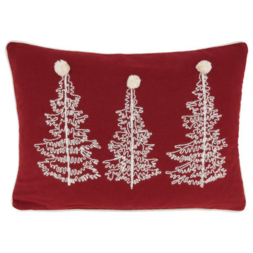 Festive Flair Christmas Trees Throw Pillow Cover, Red, 14"x20"