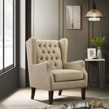 Irwin Linen Button Tufted Wingback Chair