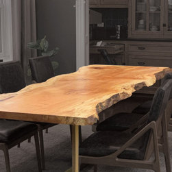 Live Edge Dining Table Spalted Maple Single Slab - Dining Tables