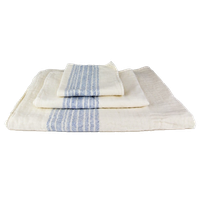 Kontex-Flax Line Organic Towels, Ivory/Blue, Hand Towel