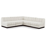 Meridian Furniture - Quinn Chenille Upholstered 5-Piece L-Shaped Modular Sectional, Cream - The Quinn Modular Sectional is a stunning piece crafted in a rich and luxurious cream chenille fabric. Its awe-inspiring design and exceptional quality make it a perfect addition to any space, whether it's a living room, bedroom, or office. The sectional's plush cushioning and sturdy frame provide both comfort and durability, ensuring that it will be a favorite for years to come. Whether you're looking for a statement piece or simply a comfortable seating option, the Quinn sectional is an excellent choice.