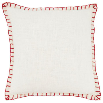 Handcrafted Comfort Chunky Whip Stitch Down Filled Throw Pillow, White, 18"