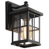 LNC Modern 1-Light Black Lantern Cage Metal Outdoor Wall Sconce with Glass
