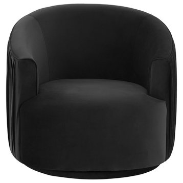London Black Pleated Swivel Chair