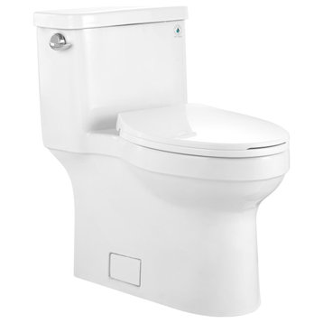 White ADA Comfortable Height toilet Elongated One Piece High-Efficiency Flush