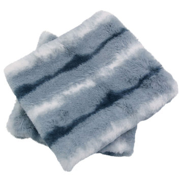 Amanda Stripe Faux Fur 2 Piece Pillow Shell Sets, Pearl Blue, 20"x20"