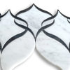 Carrara White Marble Helix Ribbon Waterjet Mosaic Tile Marquina Black, 1 sheet