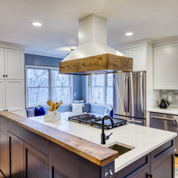 Blue and White Kitchen Design in Forest Hill, MD